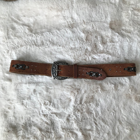 Brown Rhinestone Bow Detail Belt