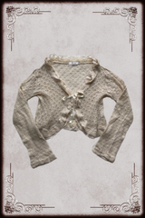 Lui Ianne Cream Ribbon Tie Knit Bolero