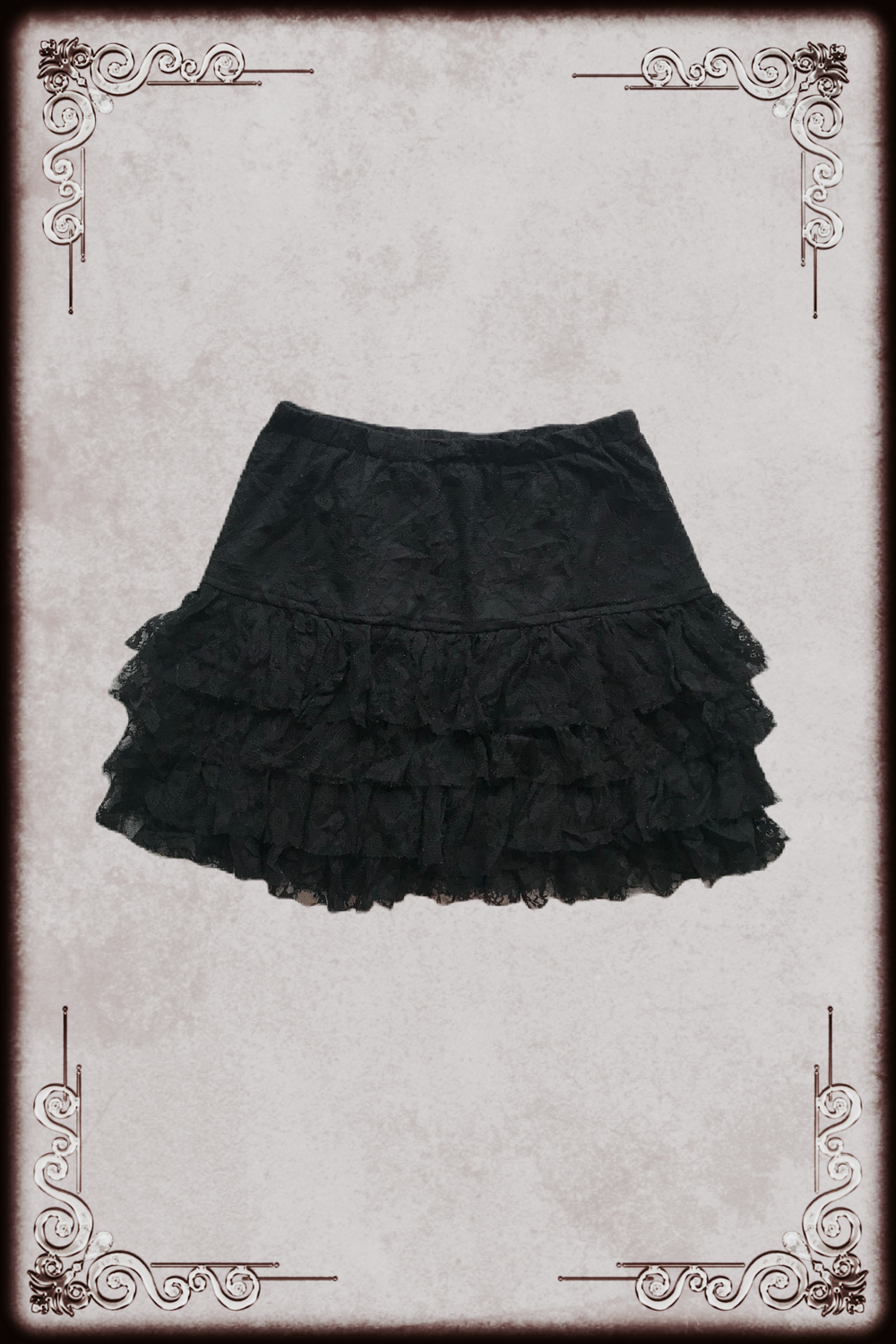 Floral Lace Black Mesh Layered Skirt
