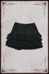Floral Lace Black Mesh Layered Skirt