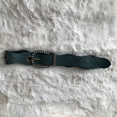 Dark Teal Rhinestone Trim Belt