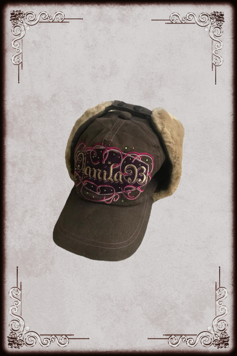Brown & Pink Trapper Hat