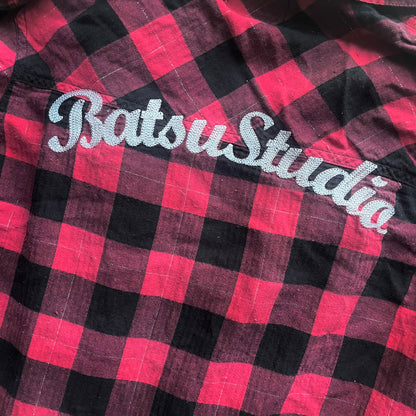 Ba-tsu Studio Faux Layer Red & Black Plaid Zip Jacket