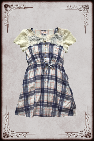 Pastel Gingham Lace Dress