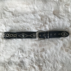 Black Flower Rhinestone Belt