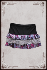 Satin Patterned Lace Mini Skirt