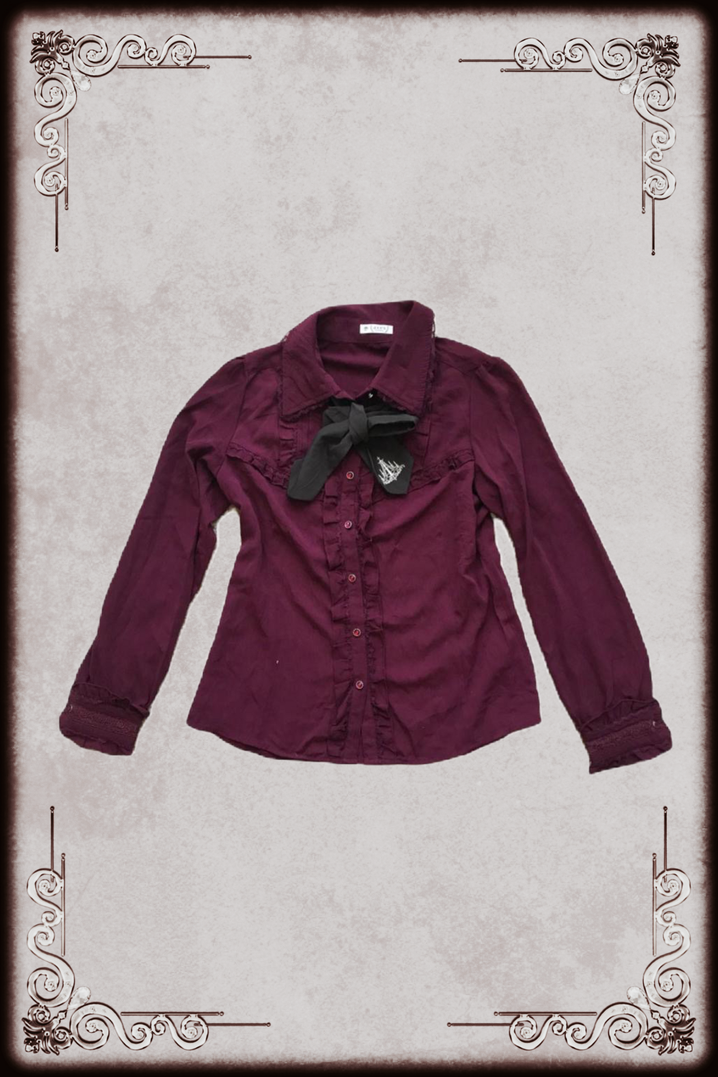 Axes Femme Wine Red Long Sleeve Blouse