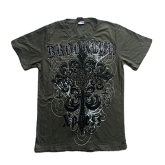 Dark Olive Green Fleur de lis Rhinestone Tee