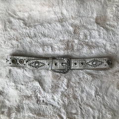 Silver Leather Rhinestone Belt