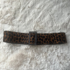 Wide Leopard Print Fur Belt