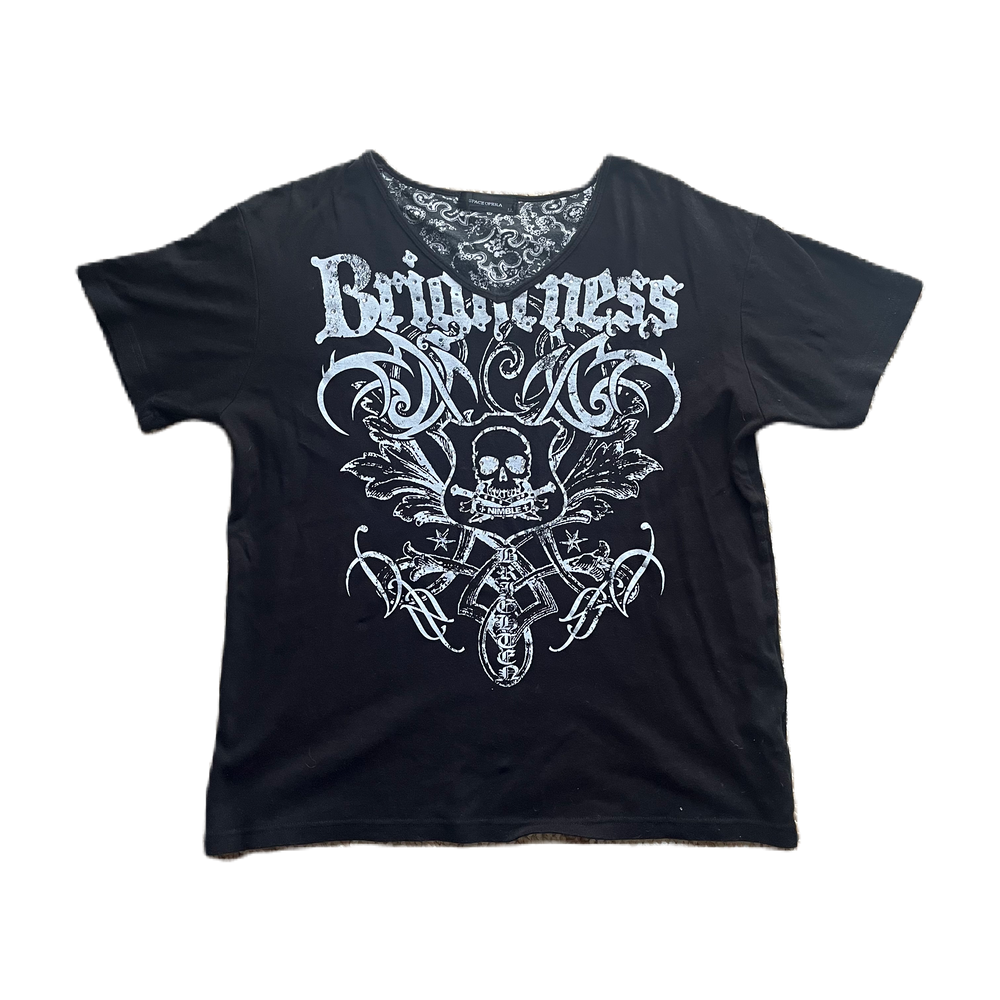 Black & White Rhinestone Skull Graphic Tee