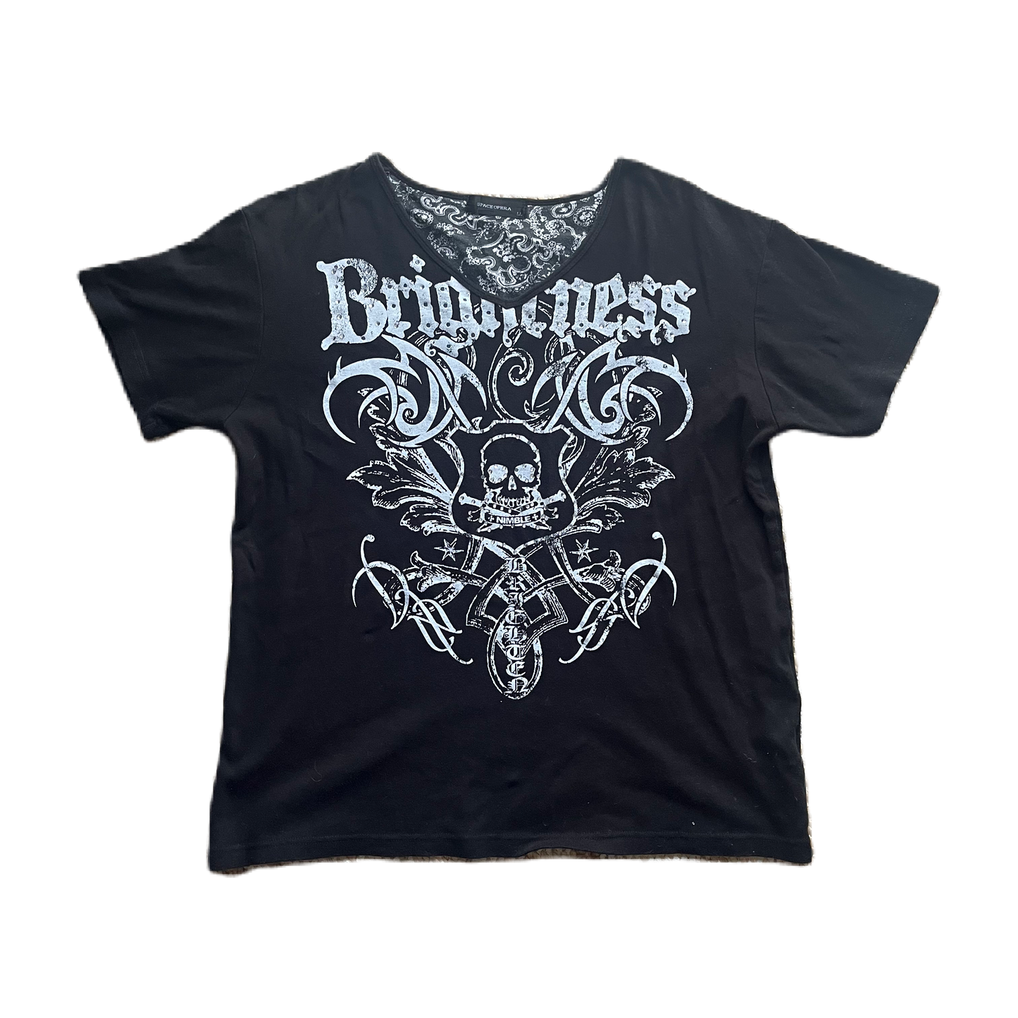 Black & White Rhinestone Skull Graphic Tee