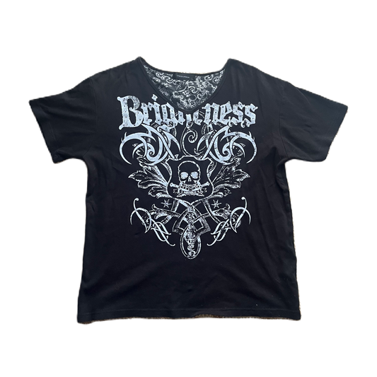 Black & White Rhinestone Skull Graphic Tee