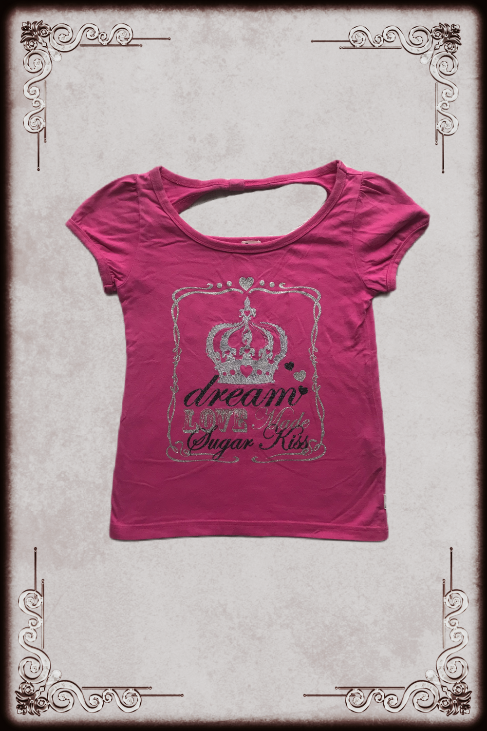 Hot Pink & Glitter Silver Crown Graphic Top