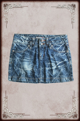 Whiskered Denim Mini Skirt