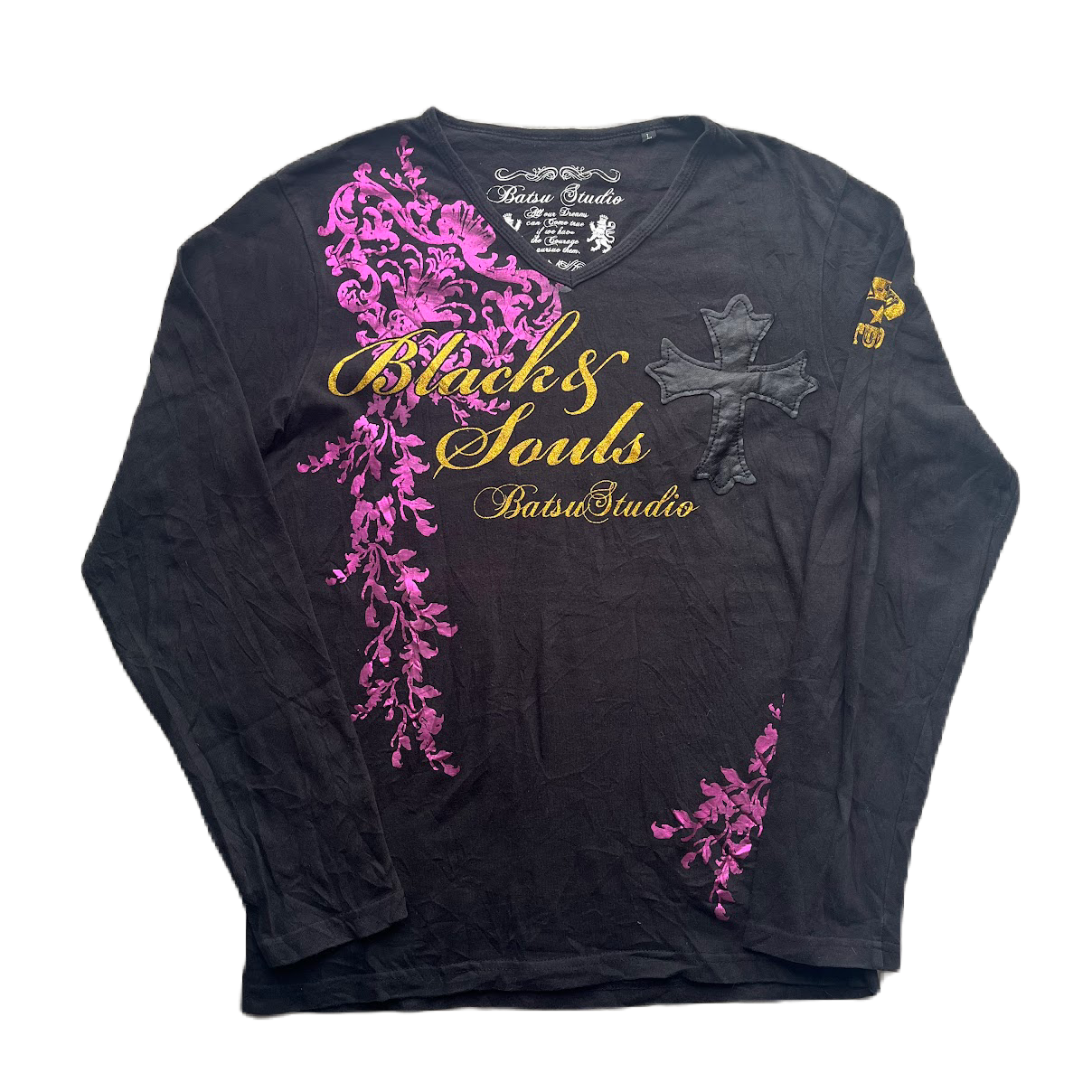 Ba-tsu Purple & Gold Lettering Print Long Sleeve
