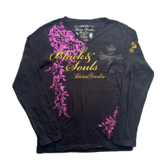 Ba-tsu Purple & Gold Lettering Print Long Sleeve