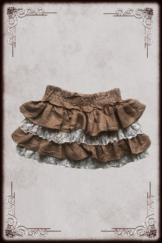 Brown Lace Ruffle Skirt