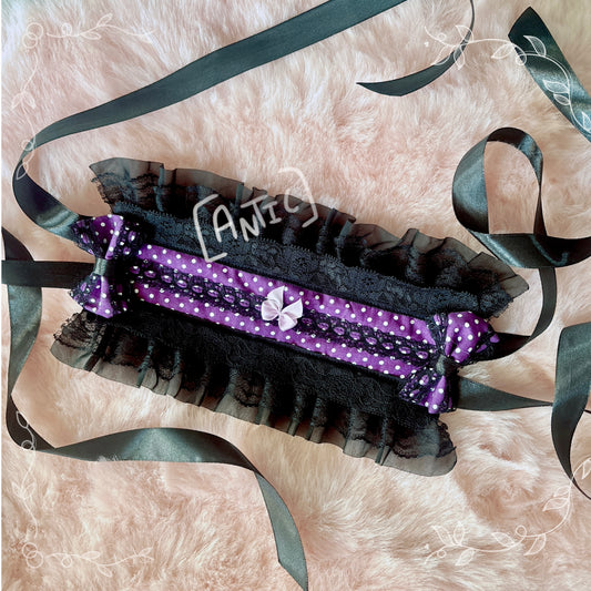 Antic Purple, White And Black Polka Dot Head Dress