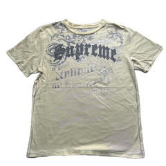 Pale Yellow Silver Graphic Print Lettering Tee