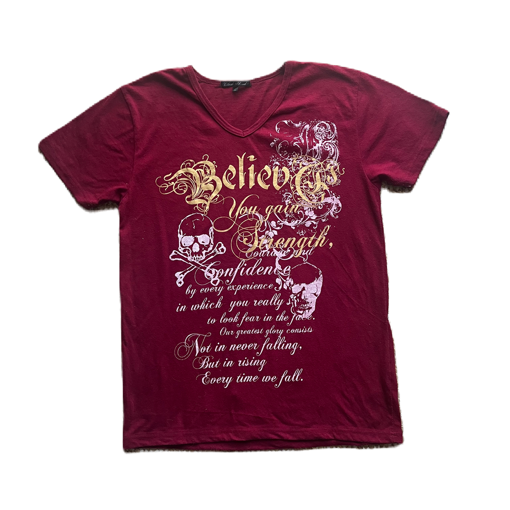 Deep Red & Gold Lettering Tee