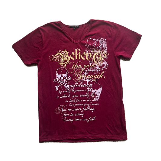 Deep Red & Gold Lettering Tee