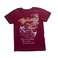 Deep Red & Gold Lettering Tee