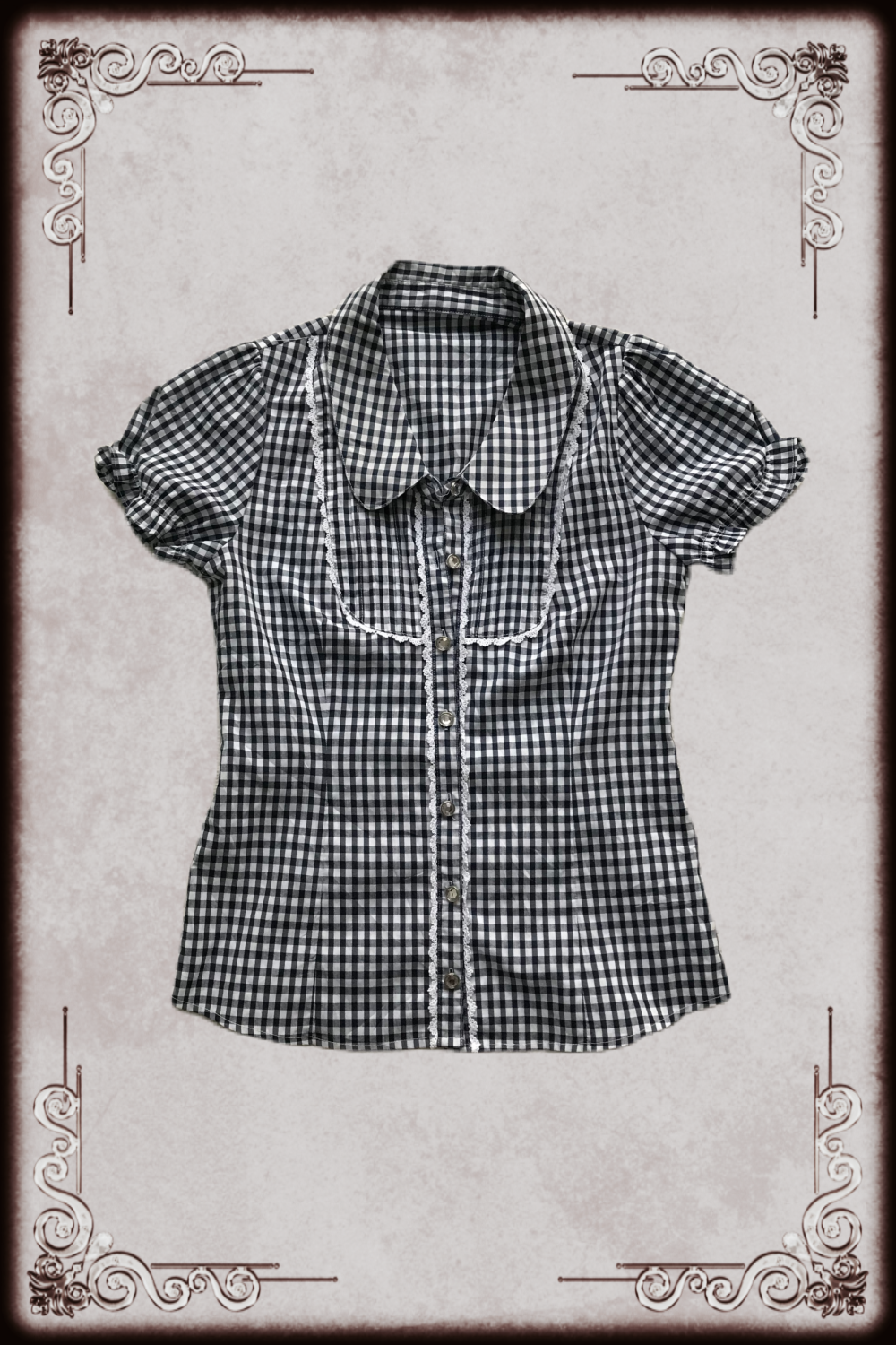 Cecil McBee Gingham Navy Blouse