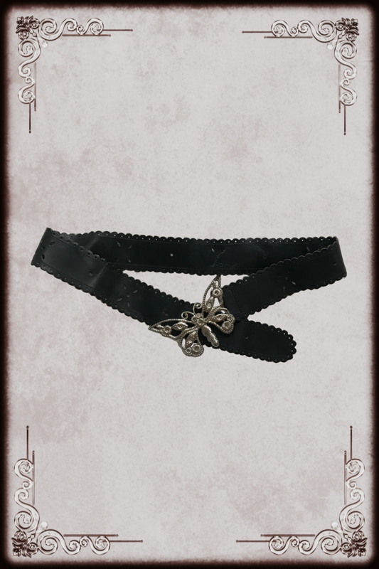 Black & Silver Butterfly Waist Belt