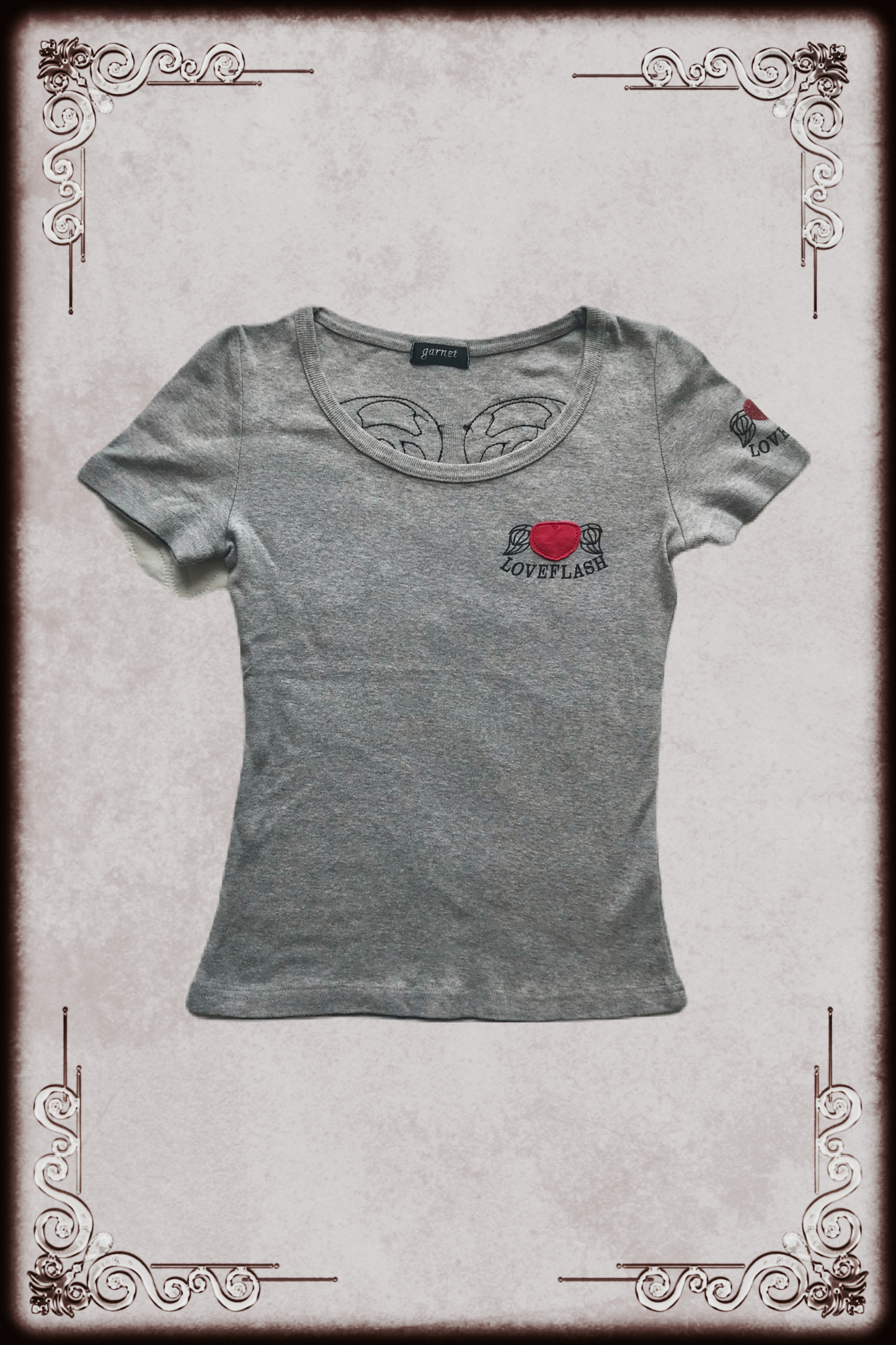 Grey Ribbed Patch Detail Top