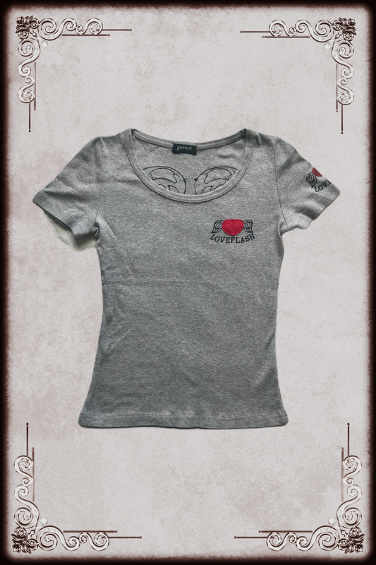 Grey Ribbed Patch Detail Top