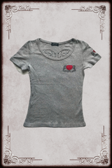 Grey Ribbed Patch Detail Top
