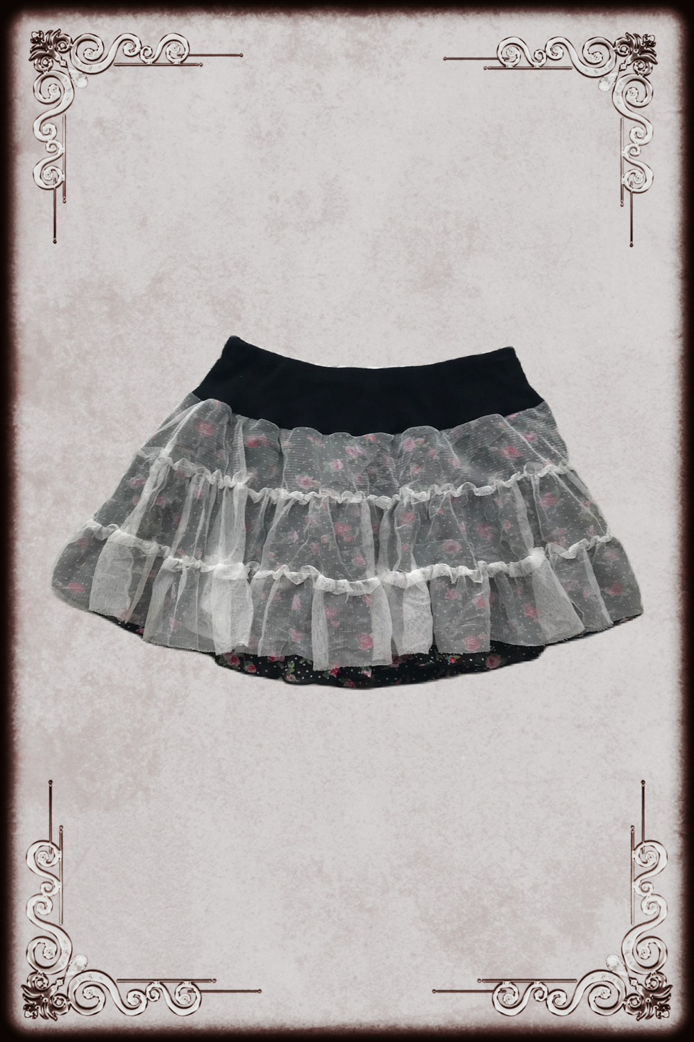 Mesh Layered Floral Mini Skirt