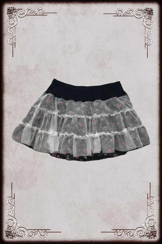 Mesh Layered Floral Mini Skirt