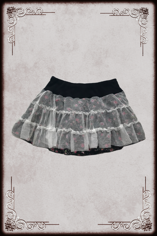 Mesh Layered Floral Mini Skirt