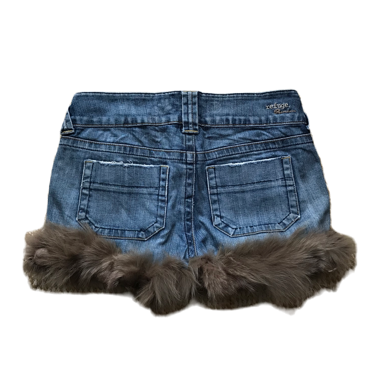Fluffy Light Brown Denim Fur Shorts