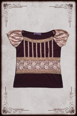 Burgundy & Peach Lace Top