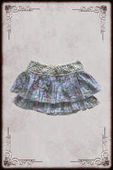 Blue Floral Crochet Waist Skirt