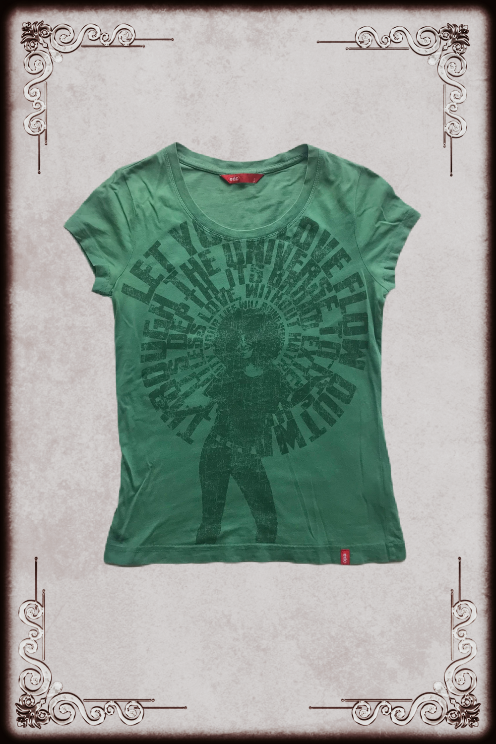 Edc Green Cap Sleeve Graphic Top