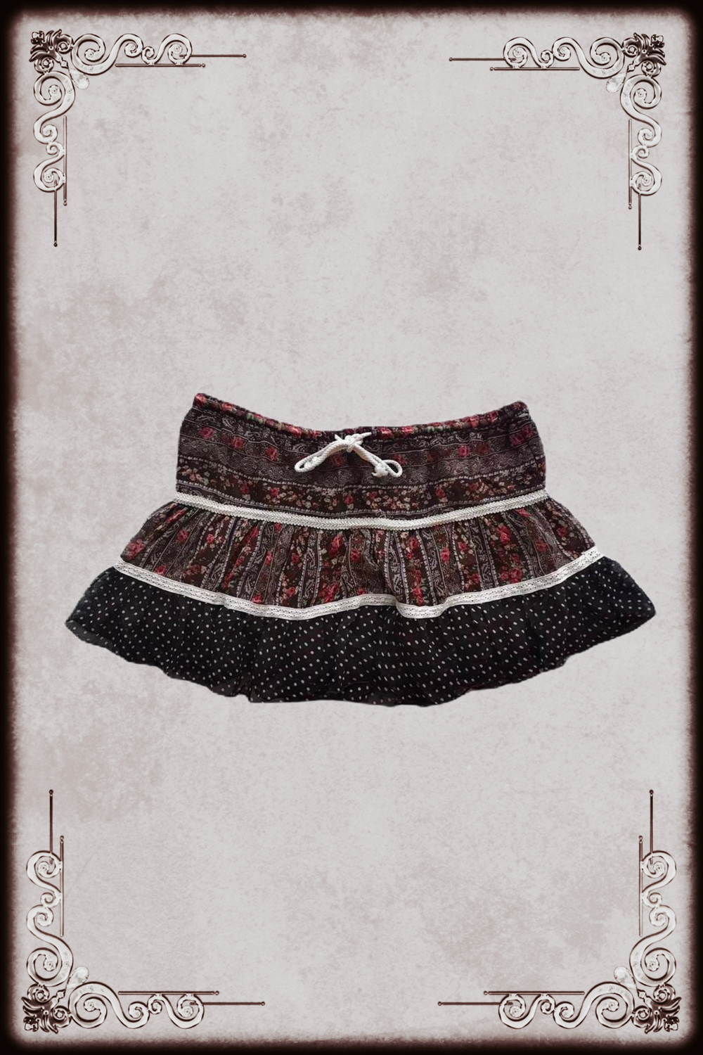 Brown Floral Polka Dot Mini Skirt
