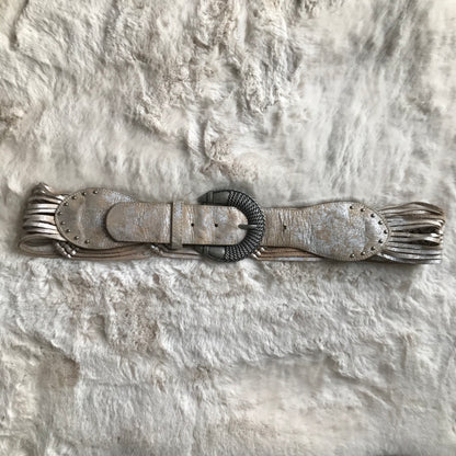 Distressed Silver Tassel Belt