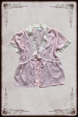 Sheer Pink Lace Trim Top