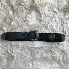 Black Leather Rhinestone Belt