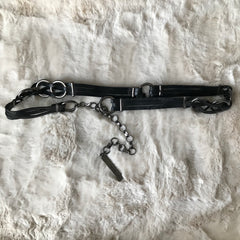 Black Leather Chain Tassel Belt