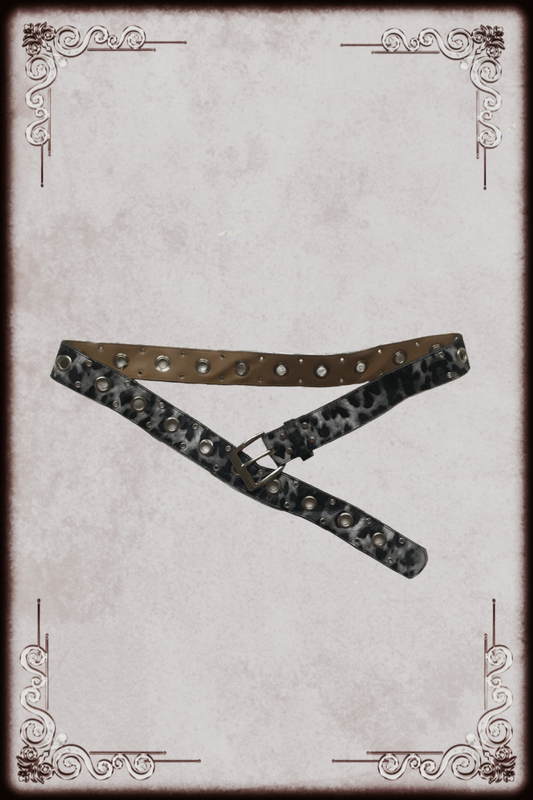 White Leopard Print Pattern Eyelet Belt