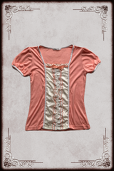 Coral & Cream Milkmaid Blouse
