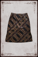 Snake Texture Brown Plaid Maxi Skirt