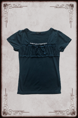 Blue-Green Ruffle Milkmaid Blouse
