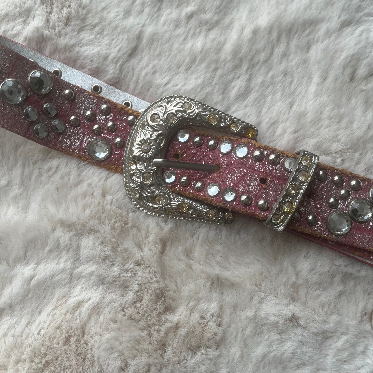 Light Pink Distressed Glitter Belt
