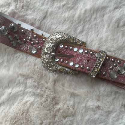 Light Pink Distressed Glitter Belt